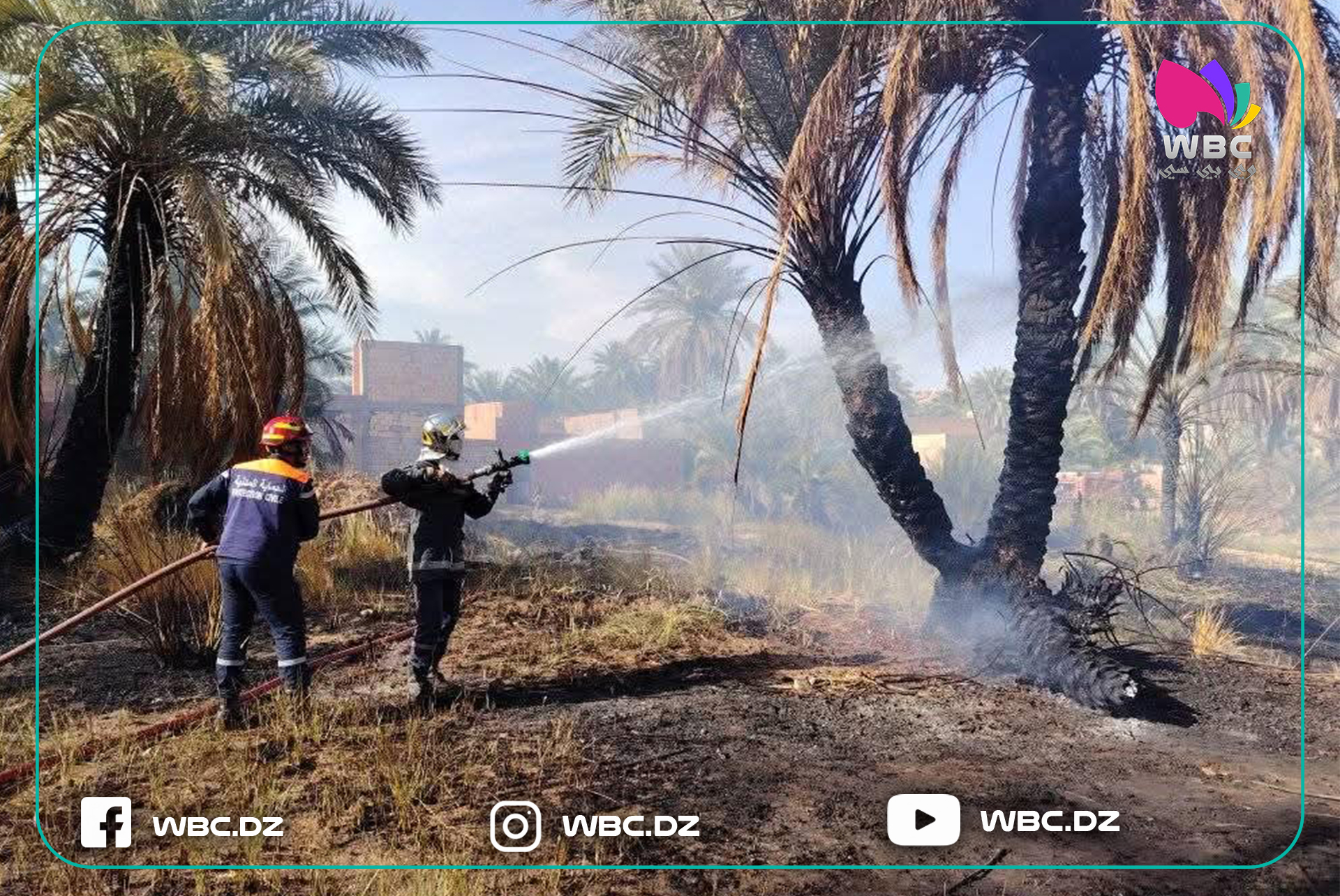 المنيعة: حريق في واحة نخيل بحي أولاد عيشة